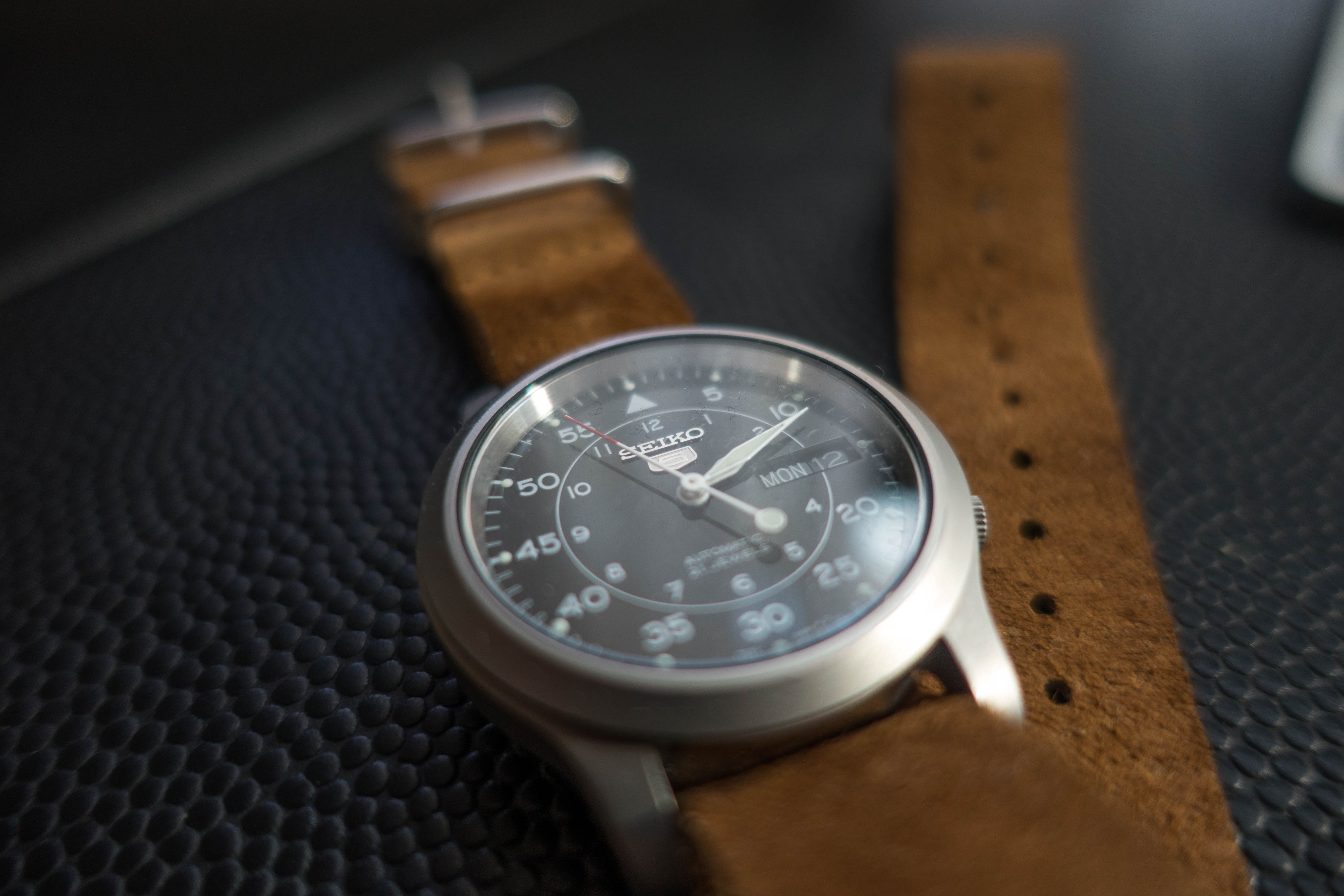 Brown Seiko watch