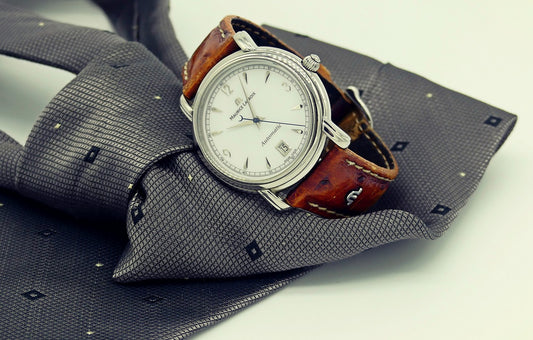 wrist watch on a tie