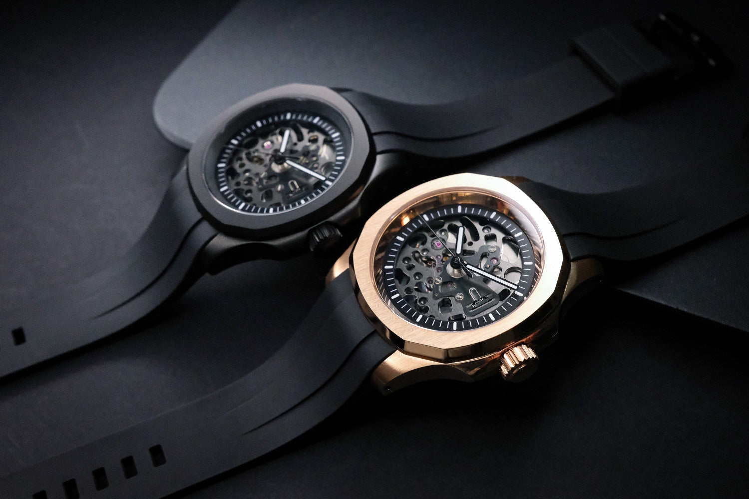 rose gold and black watch